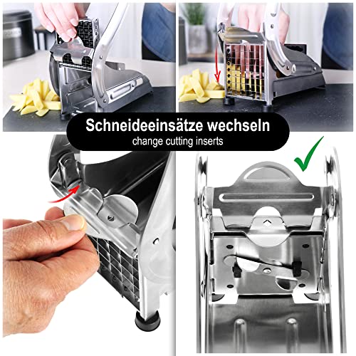 Pommesschneider com-four ® Pommes Frites Schnitzer, Edelstahl