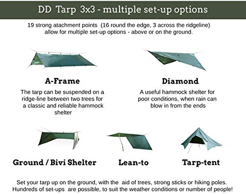 Tarp DD HAMMOCKS Sonnensegel, 3 x 3 m, grün