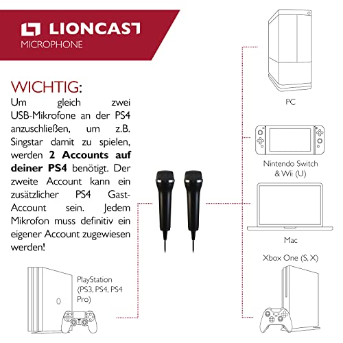 PC-Mikrofon Lioncast ® USB Mikrofon 2er Set für PS5 / PS4, PC