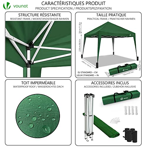 Grillpavillon VOUNOT Pavillon faltbar 3x3m, mit 4 Sandsäcke