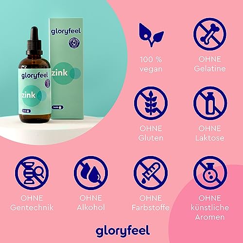 Zink gloryfeel Tropfen 100ml (3400 Tropfen) Premium: -Sulfat