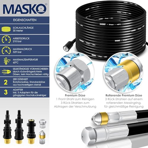 Rohrreinigungsschlauch MASKO ® Premium Set Abflussreiniger 30m