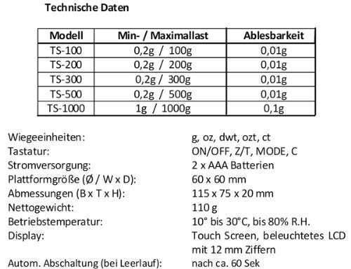 Feinwaage (0,01 g) G&G TSB 100g/0,01g mit 100g M1 Kalibriergewicht