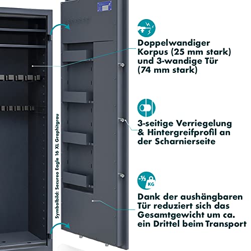 Waffenschrank Secureo SafeHero Klasse 0 EN 1143-1 Hawk 16 XL