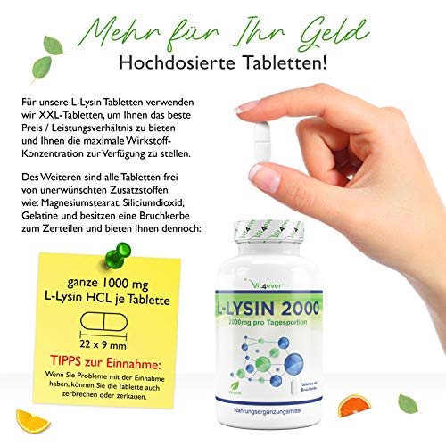 Lysin Vit4ever L- 2000-365 Tabletten, 1000 mg pro Tablette