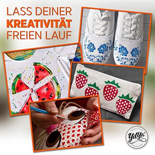 Textilfarbe YilYa, Set aus 12x hochpigmentierten Stoffmalfarben, 3x