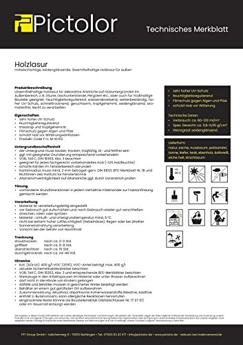 Holzlasur Malerversand Pictolor 0,75 Liter Ebenholz + Lasurpinsel