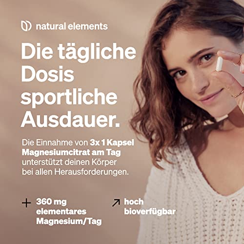 Magnesiumcitrat natural elements Premium – 365 Kapseln –