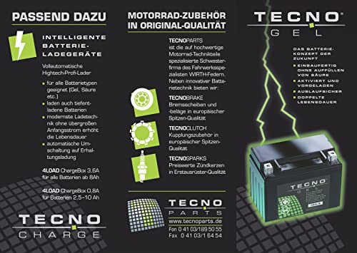 Motorrad-Batterie TECNO-GEL für YTX12-BS, 12V Gel-Batterie