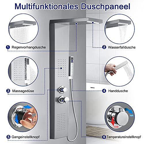 Duschpaneel UISEBRT Regendusche – 4 IN 1 Regendusch System Duschset