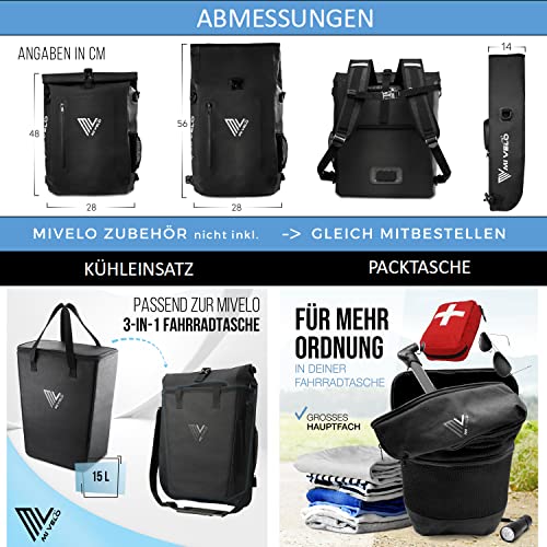 Fahrradtaschen MIVELO 3 in 1 Fahrradtasche, Rucksack