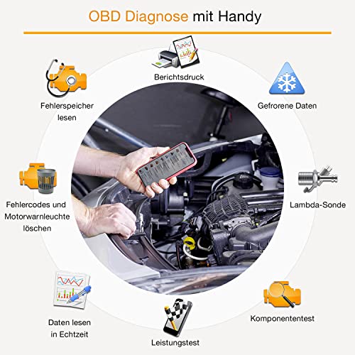 OBD2-Adapter klavkarr 210, OBD 2 Kfz Diagnosegerät für Auto
