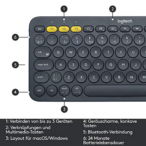 Funktastatur Logitech K380 Kabellose Bluetooth-Tastatur, Multi-Device