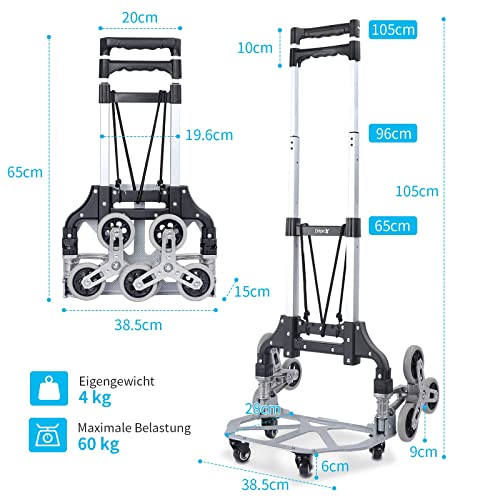 Treppenkarre YOLEO Aluminium Treppensteiger Sackkarre klappbar