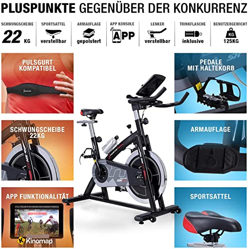 Indoor Bike Sportstech Ergometer Heimtrainer, 22KG Schwungrad