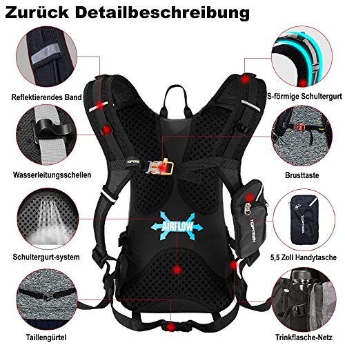 Motorradrucksack toptrek Fahrradrucksack 18L Ultraleicht Fahrrad