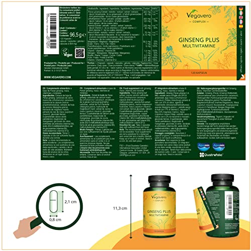 Ginseng-Kapseln Vegavero Panax Ginseng Multivitamin Komplex