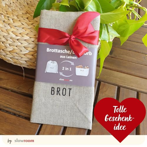 Brotbeutel slowroom 30 x 34 cm und Brotkorb 2 in 1 – Brotkorb Stoff