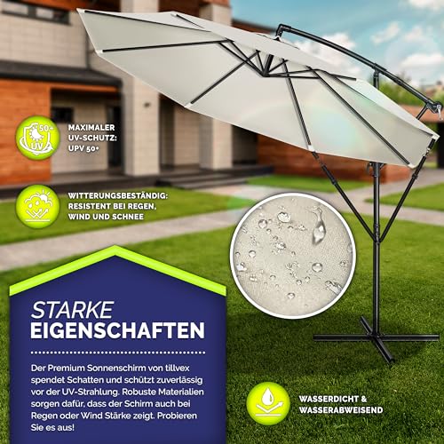 Sonnenschirm mit Ständer tillvex Alu Sonnenschirm + Abdeckung