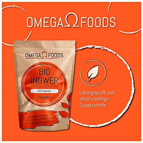 Ingwer-Kapseln OMEGA FOODS BIO Ingwer Kapseln – 210 Ingwer Kapseln