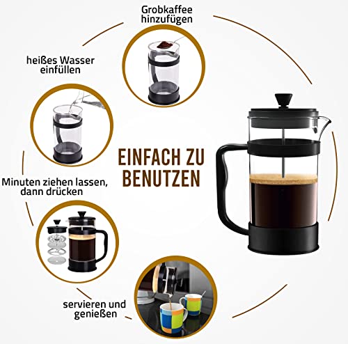 French Press KICHLY Kaffeemaschine- Tragbare Cafetière