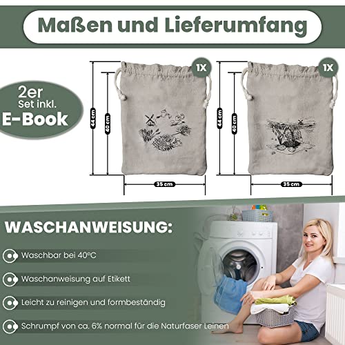 Brotbeutel Fabigreen ® – aus 100% Natur Leinen – 2er Set