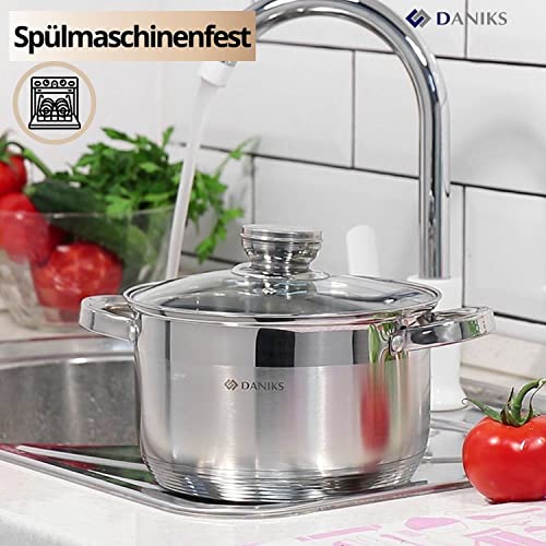 Kochtopf 24 cm Daniks Standard Edelstahl Kochtopf, Topf Induktion