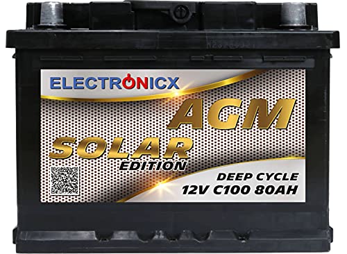 AGM-Batterie Wohnmobil Electronicx Solarbatterie 12v 80Ah AGM