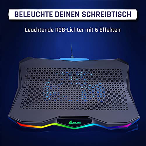 Laptop-Kühler KLIM Rainbow + mit RGB-Beleuchtung, 11″ – 17″