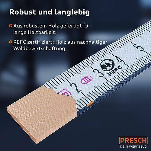 Zollstock PRESCH 2 Meter mit Winkelfunktion, Holz, Blau