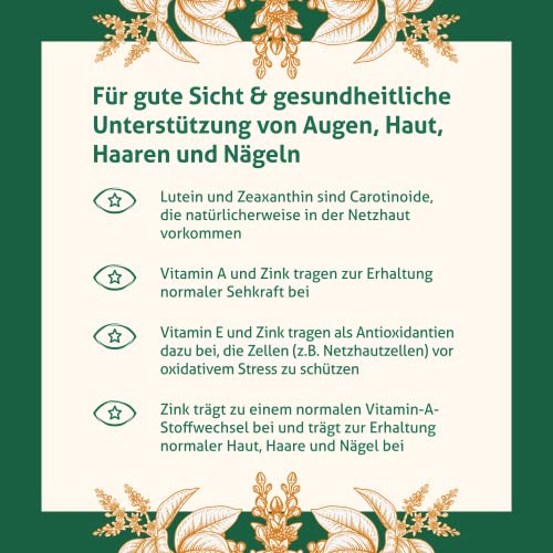 Augenvitamine Naturline Augen Vitamine Lutein 20mg, Zeaxanthin