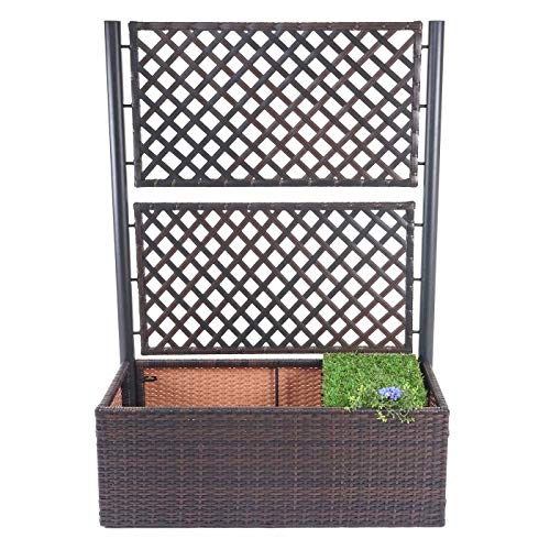 Blumenkasten mit Rankgitter Mendler Poly-Rattan HWC-D76