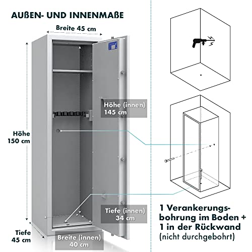 Waffenschrank (Klasse 0) Secureo SafeHero Waffenschrank Klasse 0