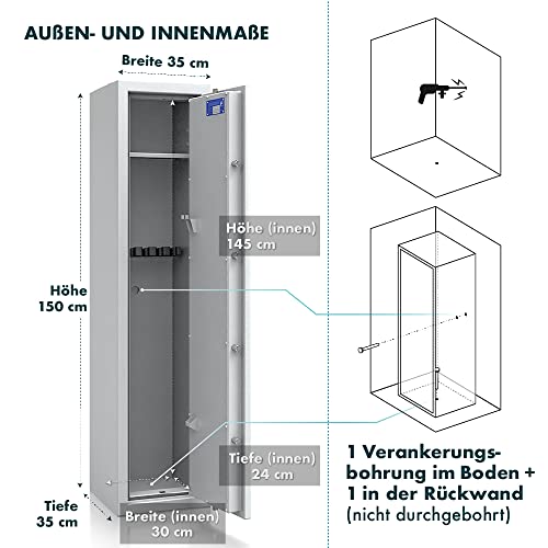 Waffenschrank (Klasse 0) Secureo SafeHero Waffenschrank Klasse 0