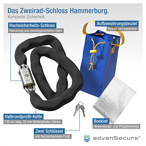 Motorrad-Kettenschloss advanSecure ® Hochsicherheit