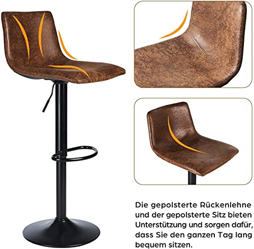 Barhocker DICTAC 2er Set, höhenverstellbar mit Lehne drehbar