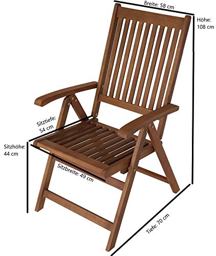 Gartenstuhl (Holz) DEGAMO 2X Klappsessel LAGO 8-Fach verstellbar