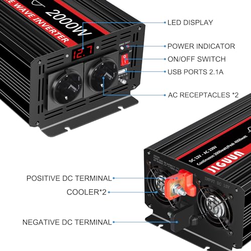 Wechselrichter 2.000 W JIGUUN 2000W/4000W Reiner Sinus