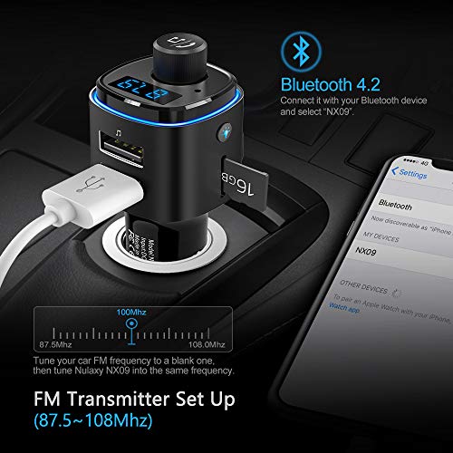 Bluetooth-Adapter (Auto) NULAXY FM Transmitter für Auto