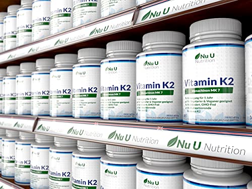 Vitamin K2 Nu U Nutrition MK7 200µg, 365 vegane Tabletten