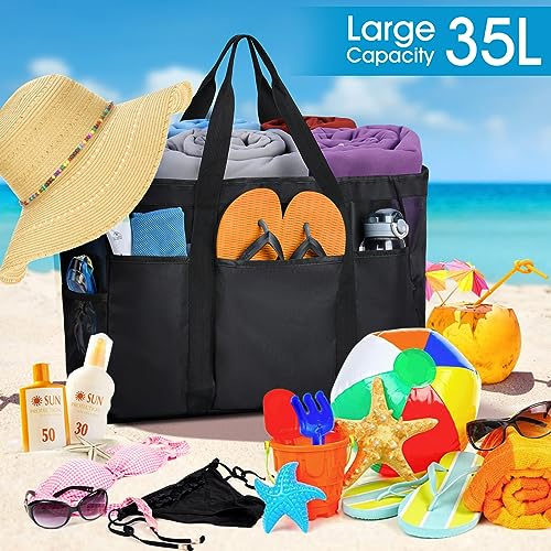 Strandtasche Lubardy XXL Familie mit Reißverschluss Damen Groß Mesh