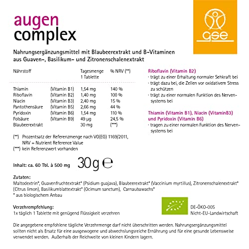 Augenvitamine GSE Augen Komplex 60 Tabletten