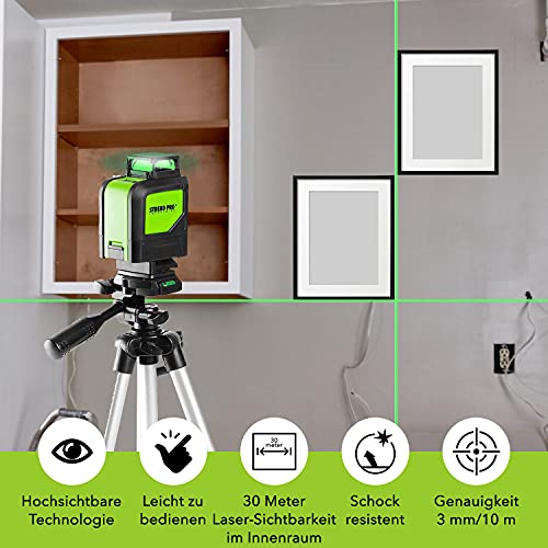 Kreuzlinienlaser mit Stativ STREND PRO Grün 1x 360 Grad Laser