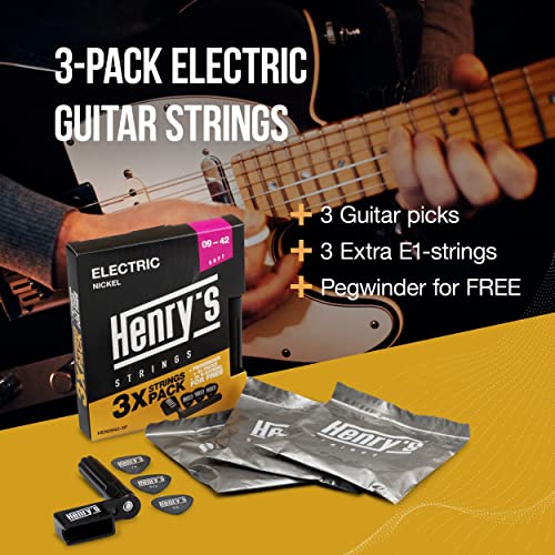 E-Gitarren-Saiten Henry’s strings 3er-Pack Gitarrensaiten E Gitarre