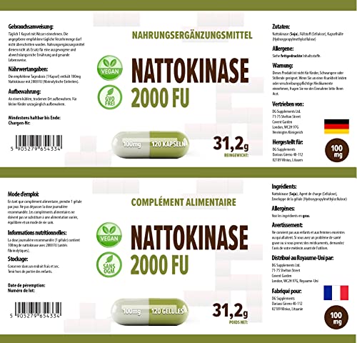 Nattokinase Hepatica 120 Vegan Kapseln mit je 100 mg (20.000 FU/g)