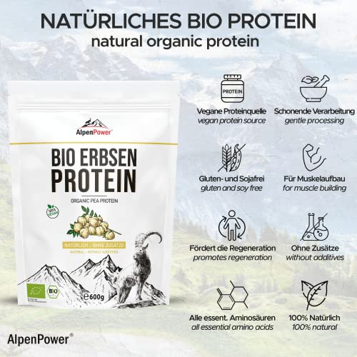Erbsenprotein Alpenpower BIO 600 g – 100% reines -Isolat