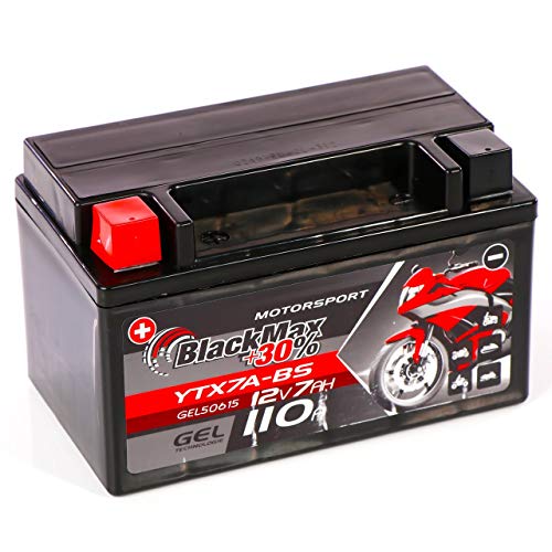 Motorrad-Batterie BlackMax YTX7A-BS Motorradbatterie GEL 12V
