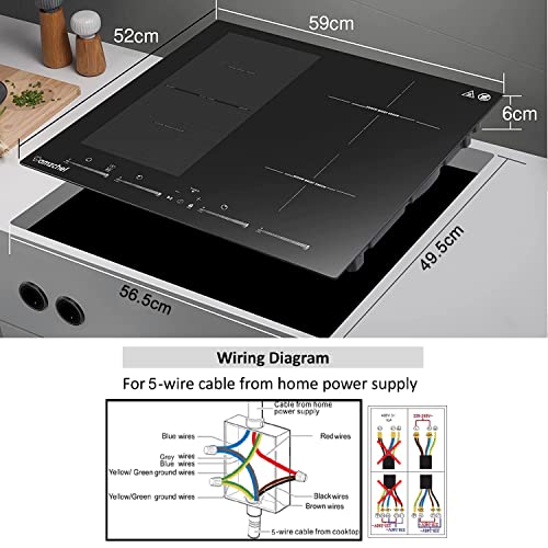 Induktionskochfeld AMZCHEF 60cm, mit Flexzonen