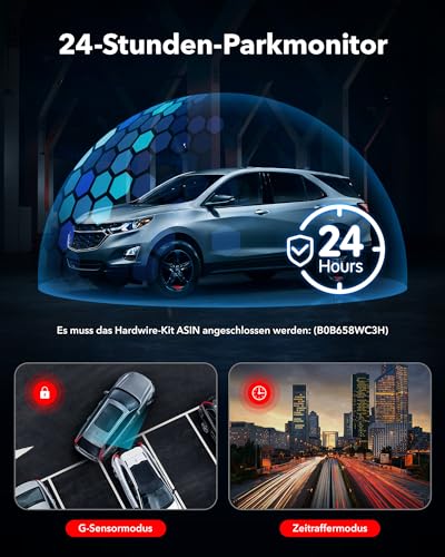 Dashcam 4K REDTIGER Dashcam Auto Vorne Hinten 4K/2,5K, GPS