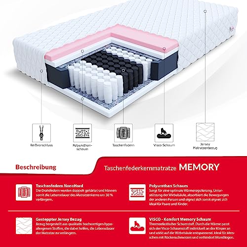 Taschenfederkernmatratzen FDM Memory Matratze 140x200cm